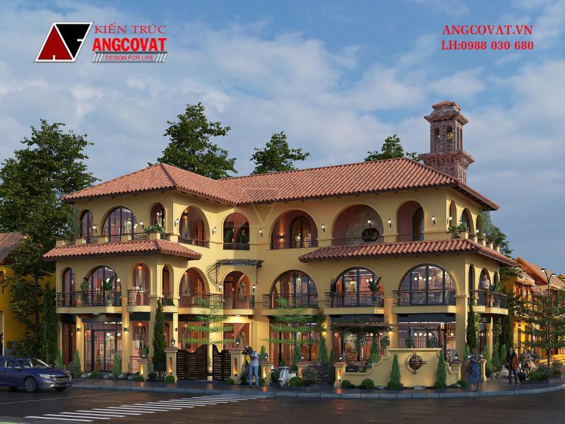 Thiết kế nhà hàng 300m2 phong cách địa trung hải mang vẻ đẹp yên bình BT281125