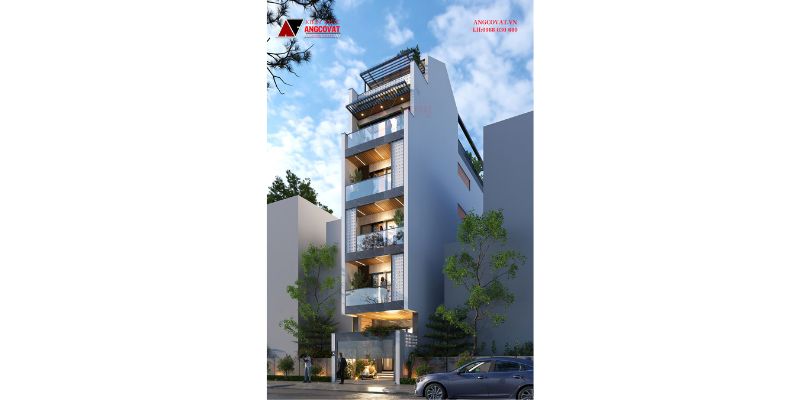 Thiết kế nhà phố 100m2 6 tầng có thang máy sang trọng và hiện đại tại Long Biên NP12122025