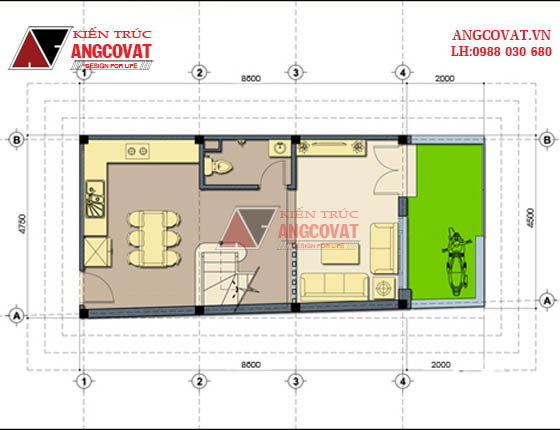 Tư vấn thiết kế nhà 4×16 có thang máy đẹp, phù hợp nhà phố đô thị kết hợp kinh doanh NP1151026