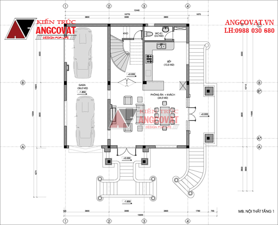 Tư vấn thiết kế nhà 4×16 có thang máy đẹp, phù hợp nhà phố đô thị kết hợp kinh doanh NP1151026