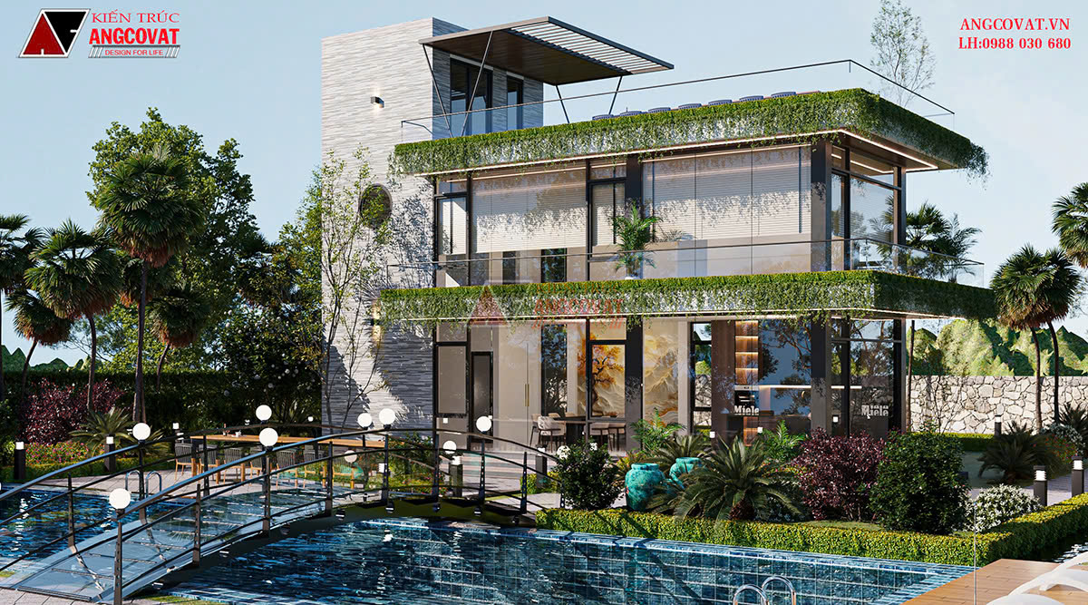 Thiết kế nhà vườn 2 tầng 60m2 theo lối kiến trúc mở với vật liệu kính tối ưu ánh sáng, thông gió và tăng tính kết nối với thiên nhiên