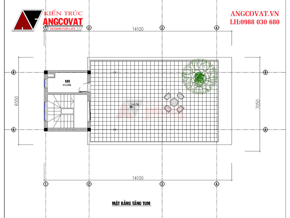 Mặt bằng công năng tầng tum