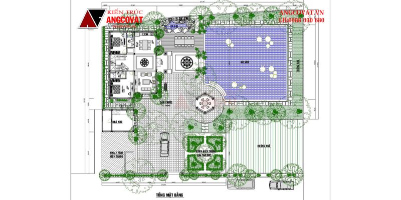 Tổng mặt bằng biệt thự 2 tầng 130m2