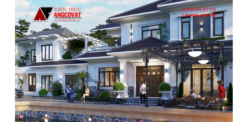 Góc chéo nhà 2 tầng mái nhật 130m2