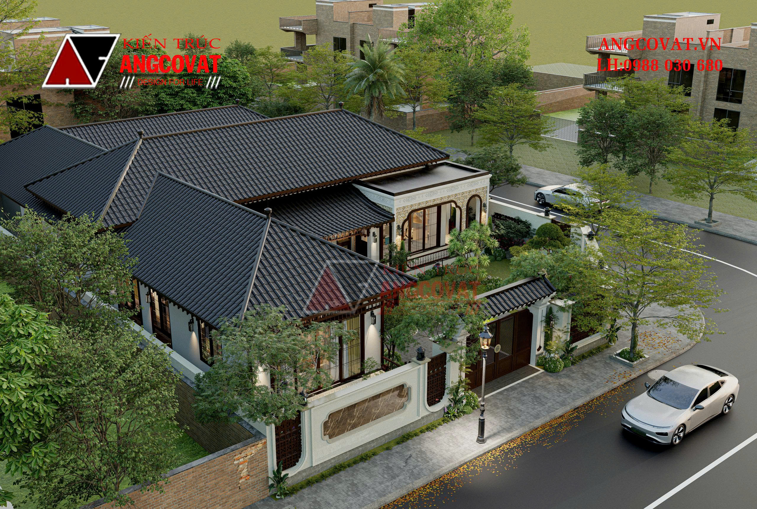 2 mặt tiền nhà biệt thự 1 tầng sang trọng