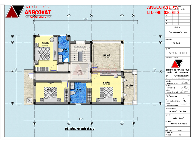 Ý tưởng thiết kế mặt bằng nhà 1 trệt 1 lầu mái nhật 9x14m tại Bắc Ninh