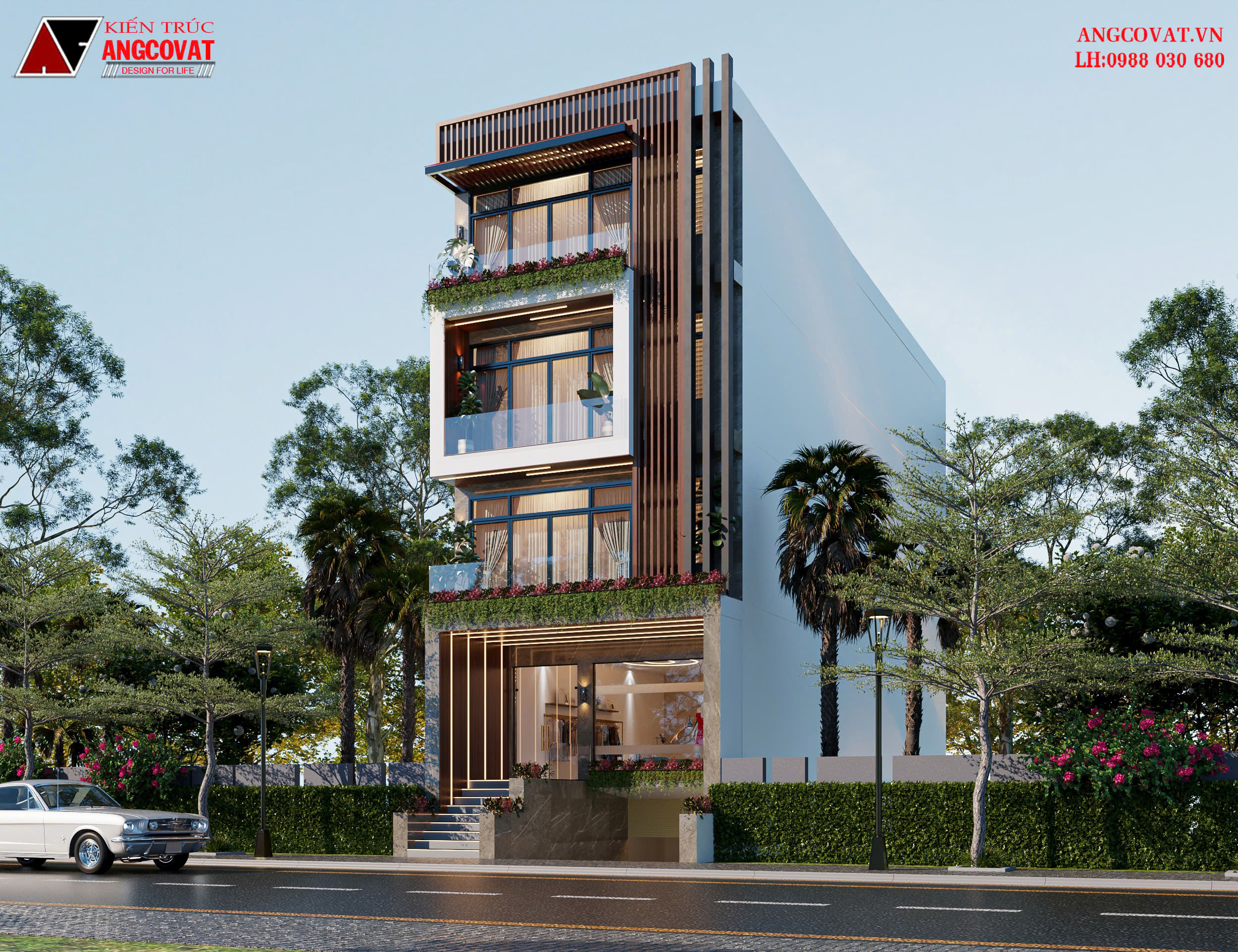 thiết kế nhà rộng 6m dài 25m có thang máy
