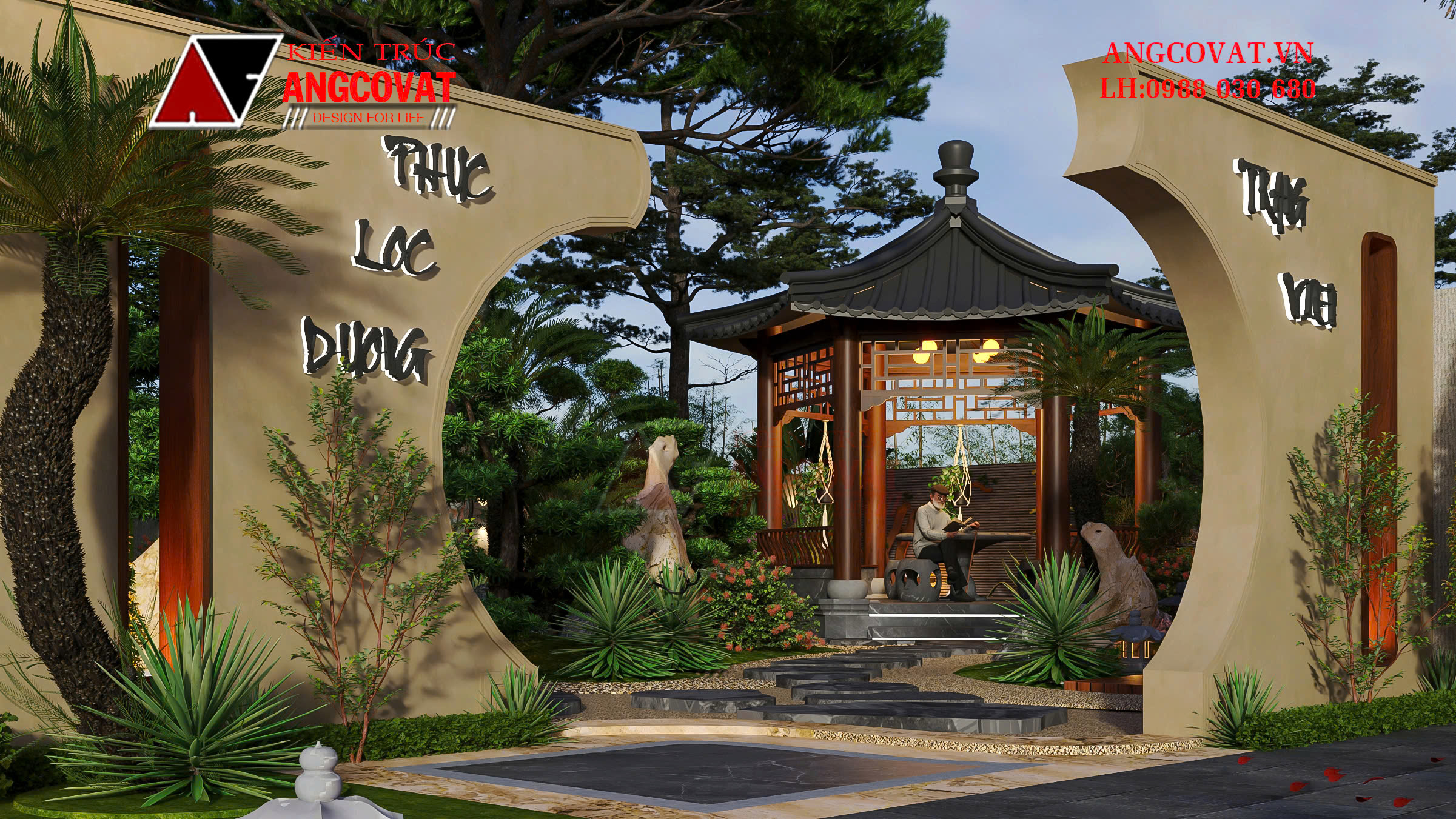 thiết kế nhà tứ hợp viện có cảnh quan đẹp