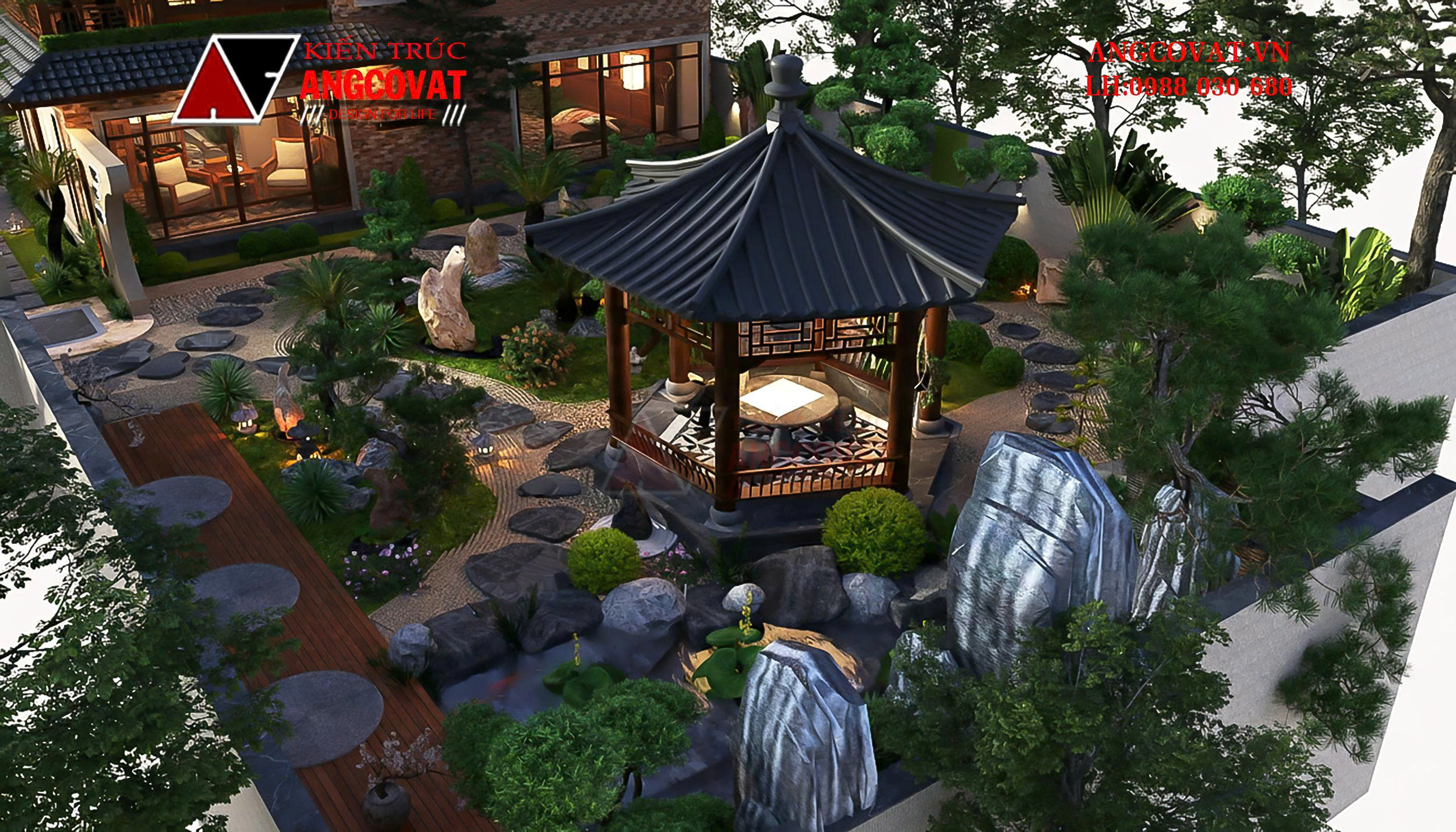 bản vẽ tứ hợp viện đẹp 2 tầng hiện đại tại ninh bình