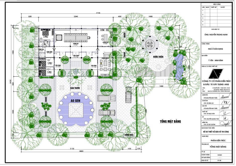 Tổng mặt bằng quy hoạch nhà tứ hợp viện 2 tầng trên đất 1800m2