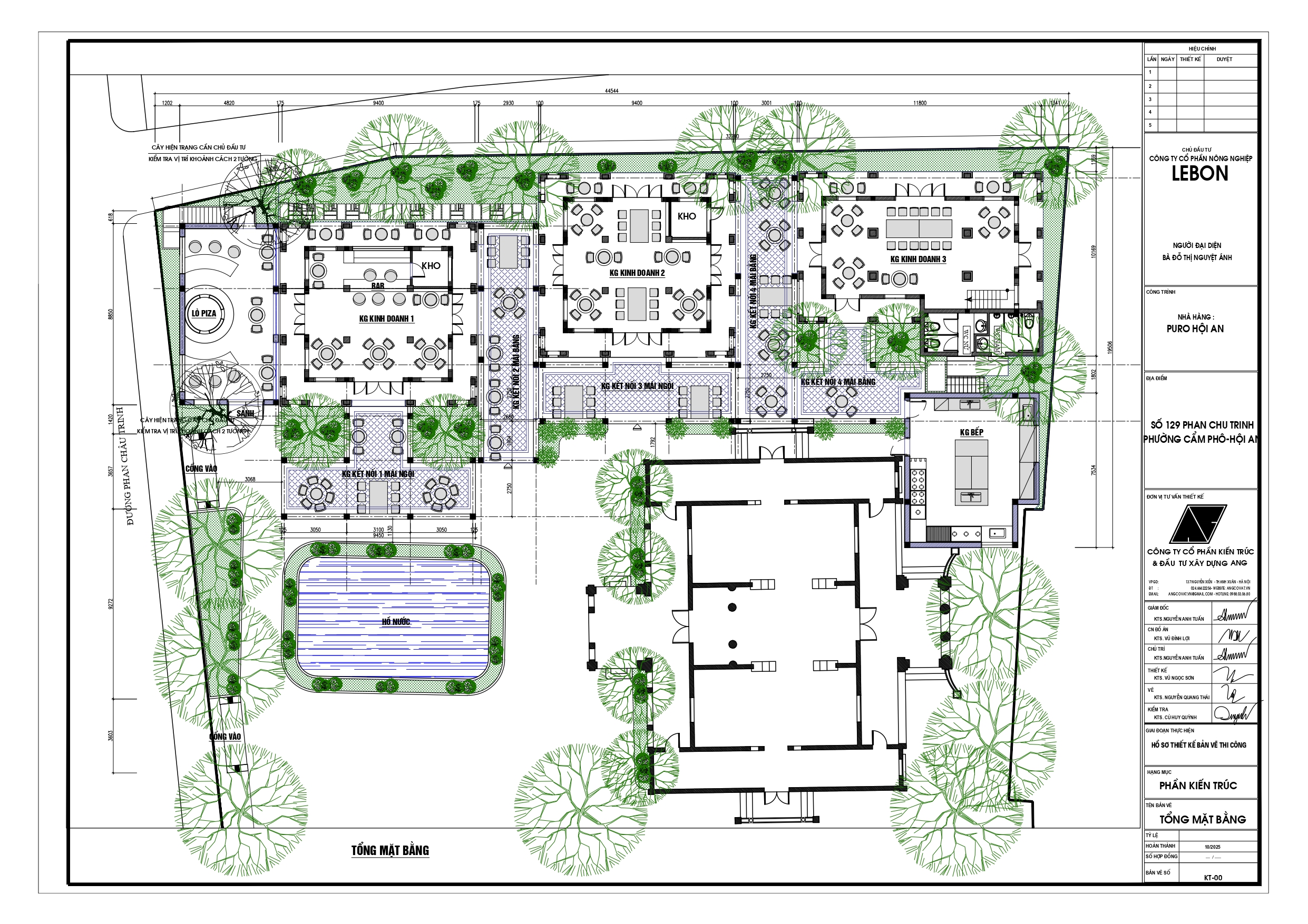 Tổng mặt bằng nhà hàng sân vườn đẹp phong cách Hội An bố trí khoa học
