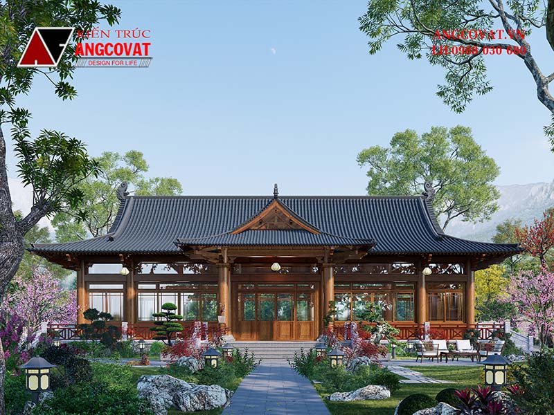 mẫu thiết kế biệt thự sân vườn kiểu nhật bằng bê tông giả gỗ tại Vũng Tàu