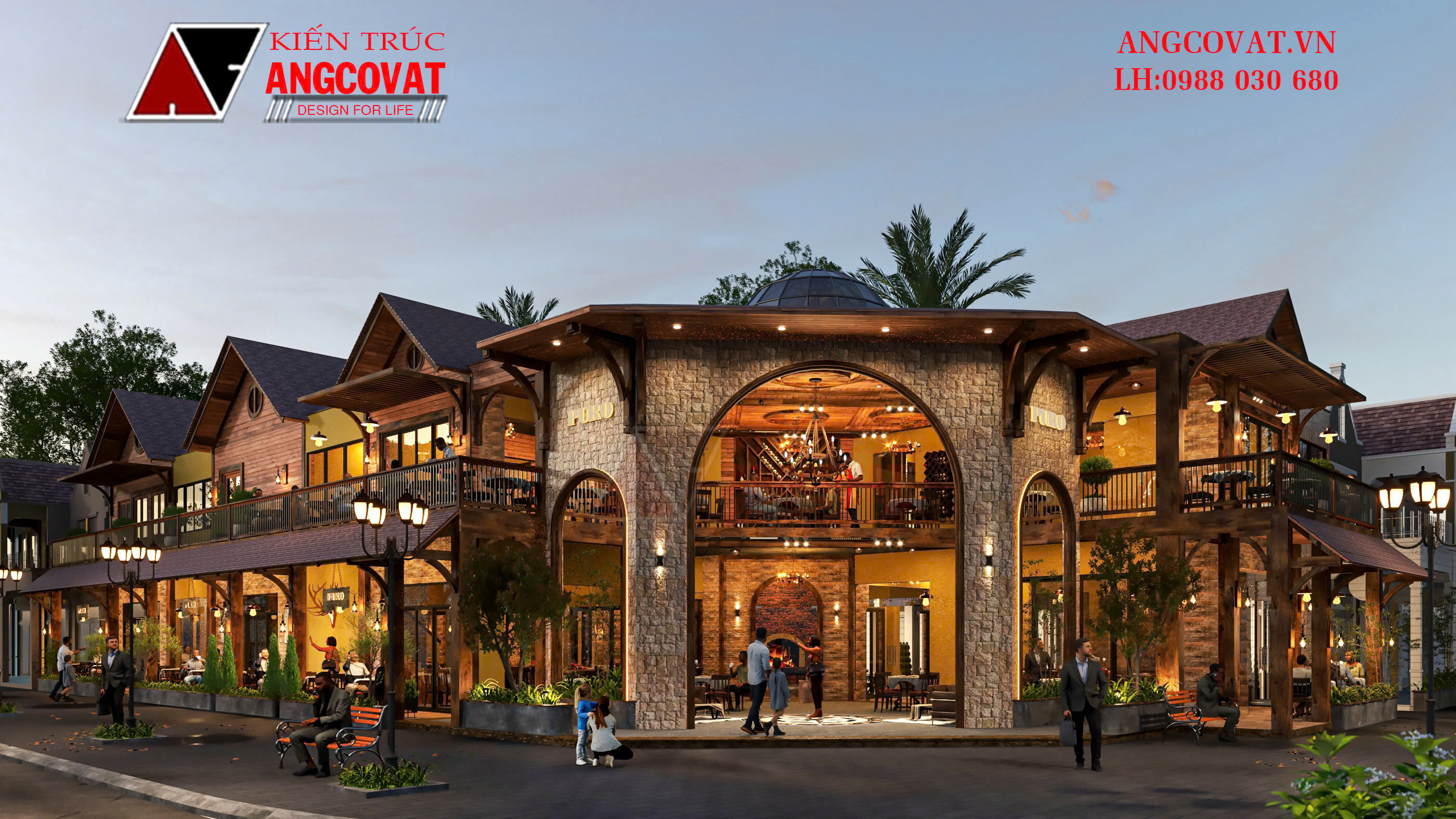 Tiền sảnh thiết kế kiến trúc vòm tạo sự bề thế, trang trọng cho không gian nhà hàng