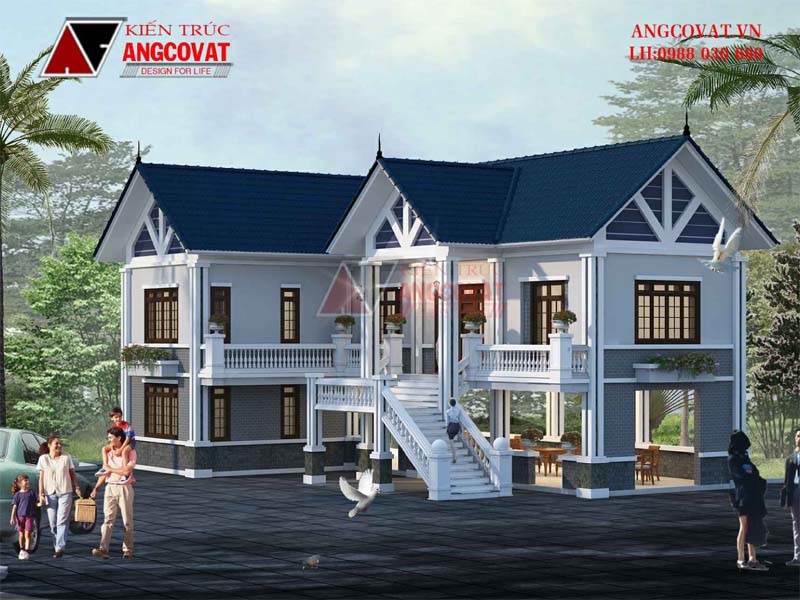 Thiết kế nhà 2 tầng kiểu nhà sàn hiện đại 150m2 3 phòng ngủ ấn tượng ở Lạng  Sơn BT128058  Kiến trúc Angcovat