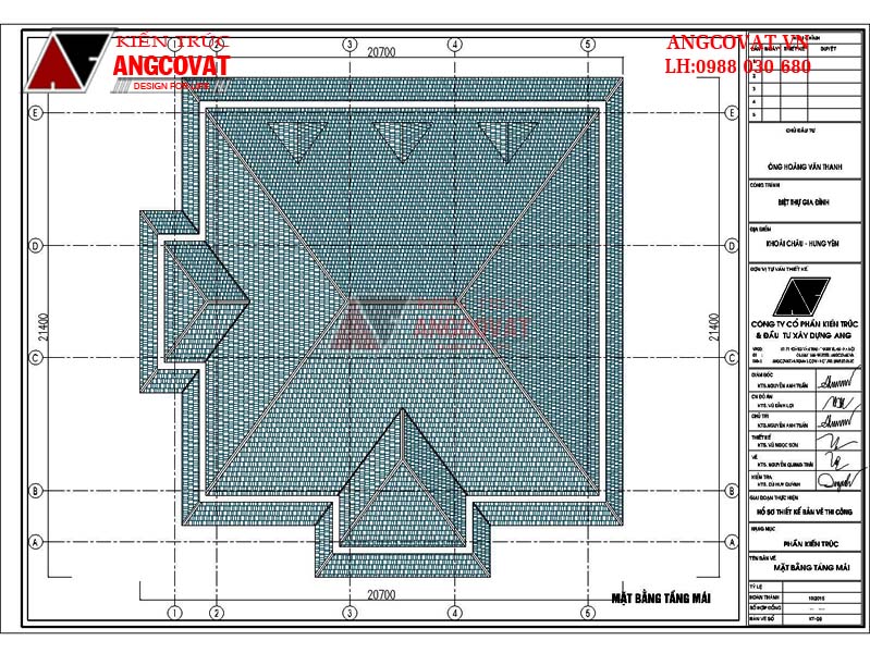 mặt bằng mái mẫu thiết kế nhà biệt thự 300m2 theo phong cách châu âu