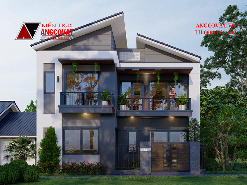 mẫu nhà 2 tầng 7x10m hiện đại đẹp được thiết kế bởi kiến trúc sư angcovat