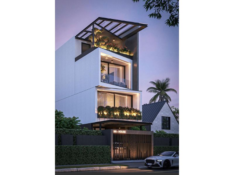 Kiến trúc nhà đẹp 4 tầng hiện đại