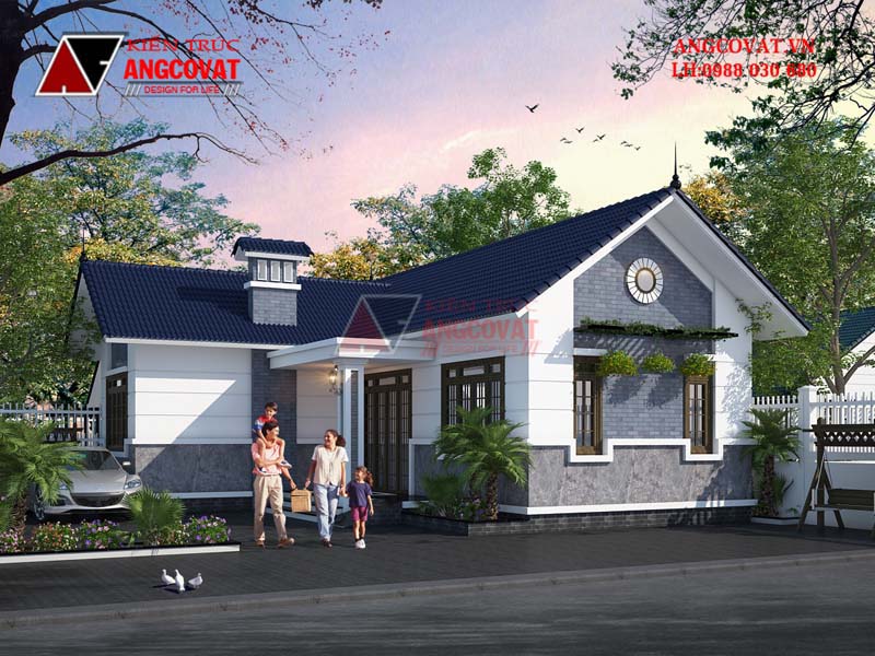 Thiết kế mẫu nhà cấp 4 5 phòng ngủ 140m2 mái thái ở quê BT1290622  Kiến  trúc Angcovat
