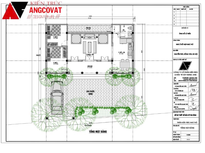 Tổng mặt bằng công trình&nbsp;nhà thờ kết hợp nhà ở 1 tầng