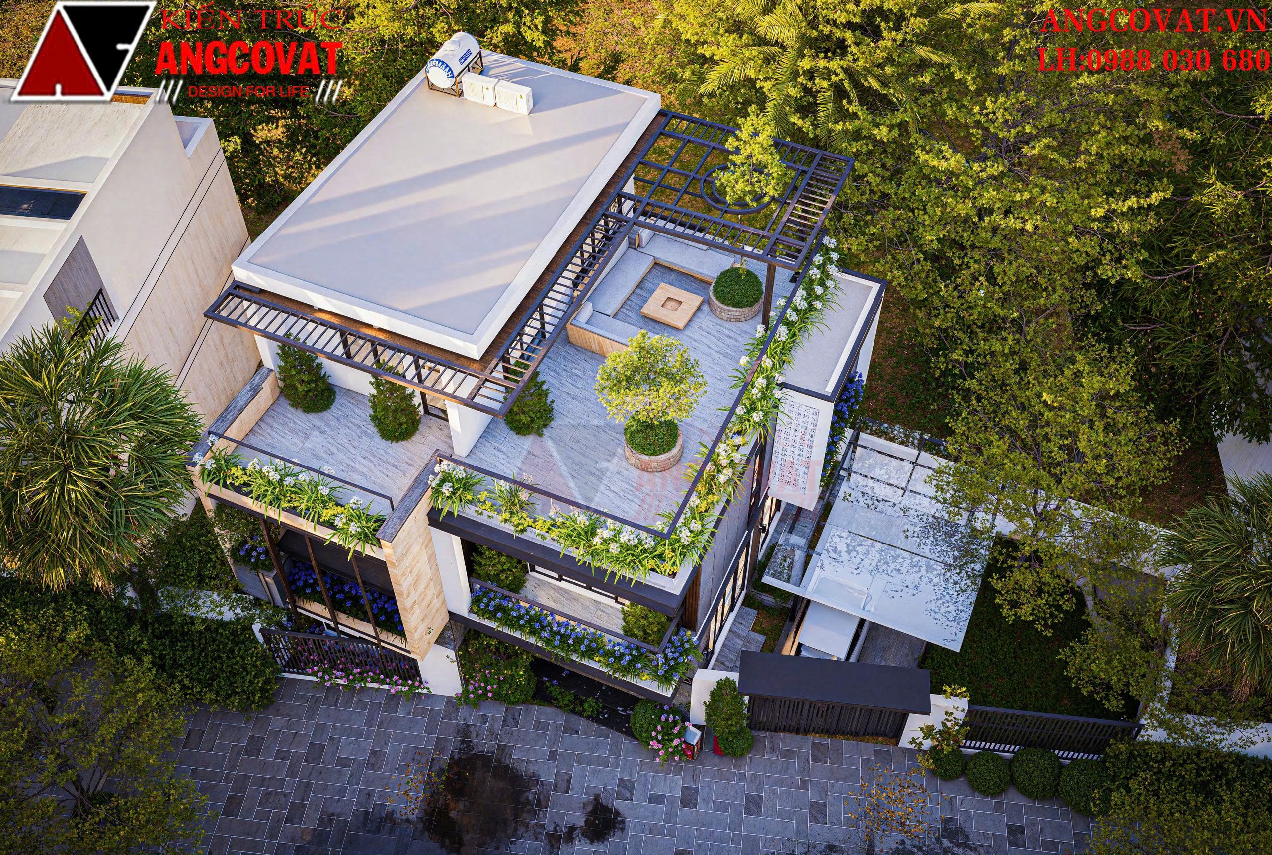 Phối cảnh góc cao nhà 2 tầng tại Hải Phòng