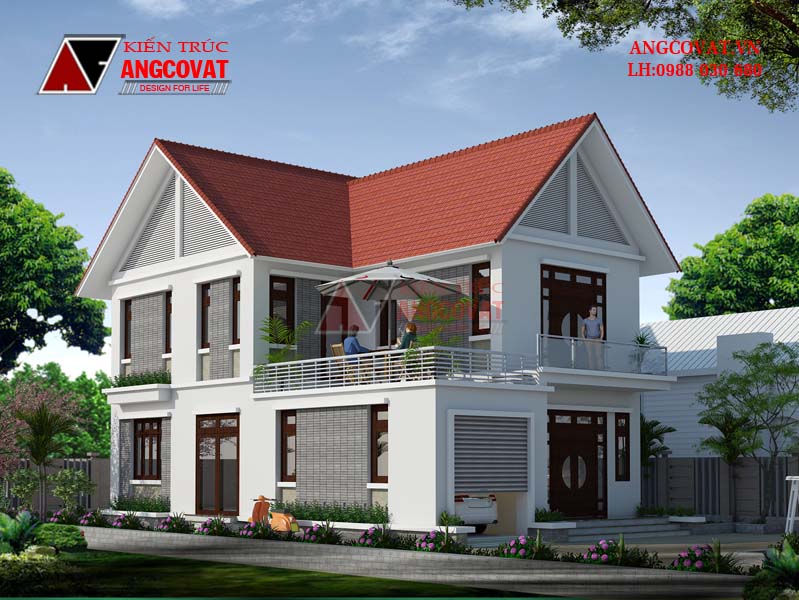 Mẫu nhà 2 tầng 2 mặt tiền 125m2sàn hoàn mỹ phù hợp nông thôn Việt