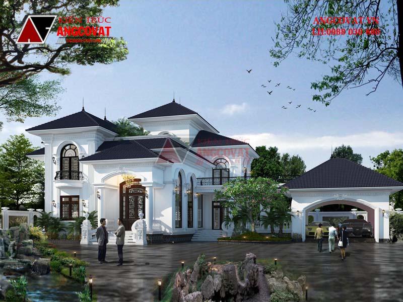 Ấn tượng mẫu thiết kế biệt thự sân vườn 300m2 2 tầng phong cách châu âu  BT520119 - Kiến trúc Angcovat