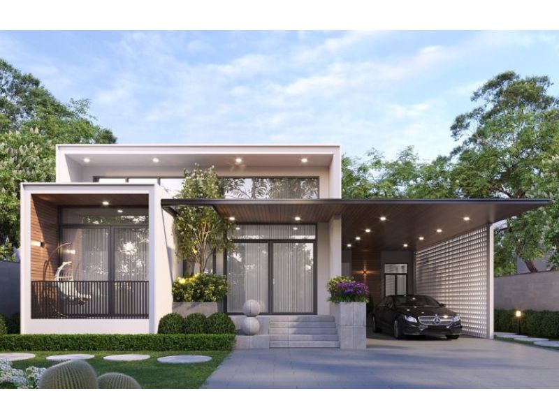 Mẫu biệt thự 10x25m 1 tầng có sân vườn hiện đại