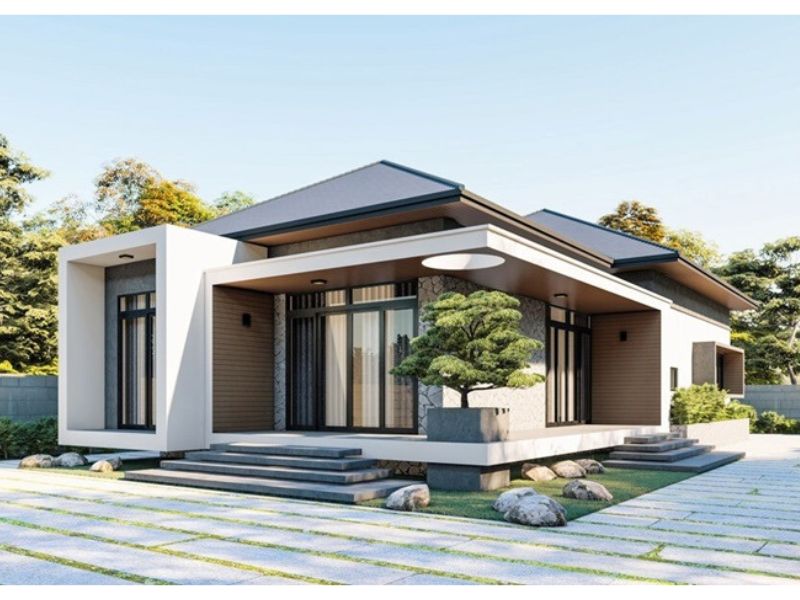 Mẫu nhà biệt thự 10x25m 1 tầng 3 phòng ngủ hiện đại, sang trọng