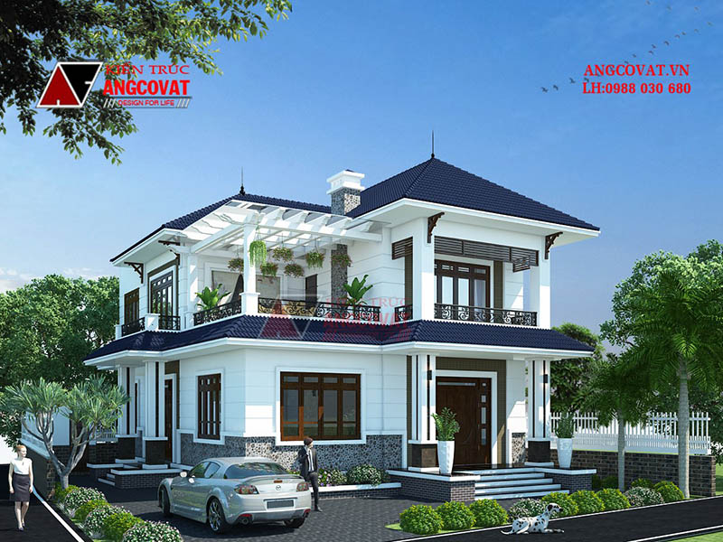 Thiết kế biệt thự 10x25m mái Nhật thời thượng, cuốn hút