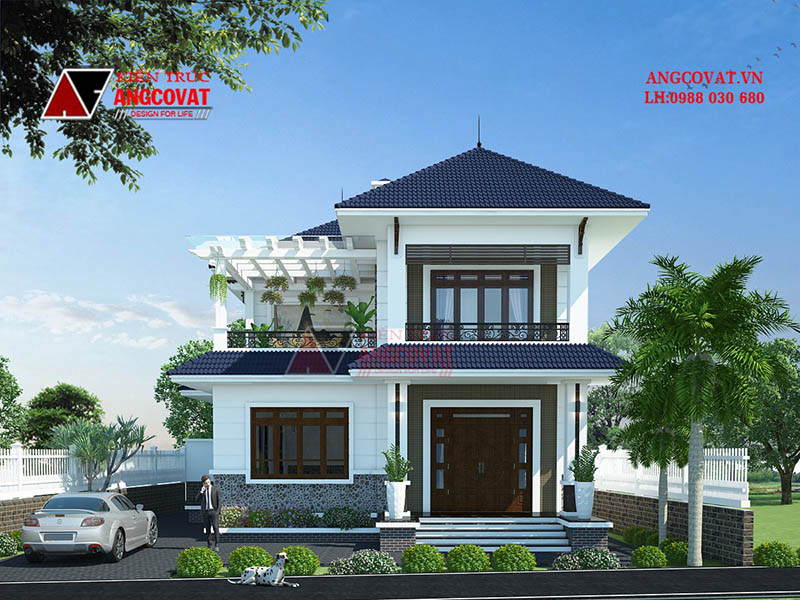 Vẻ ngoài hiện đại, thu hút của mẫu biệt thự 10x25m mái Nhật 2 tầng