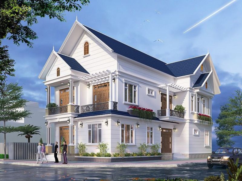 Thiết kế biệt thự 10x25m mái Thái theo hình chữ L