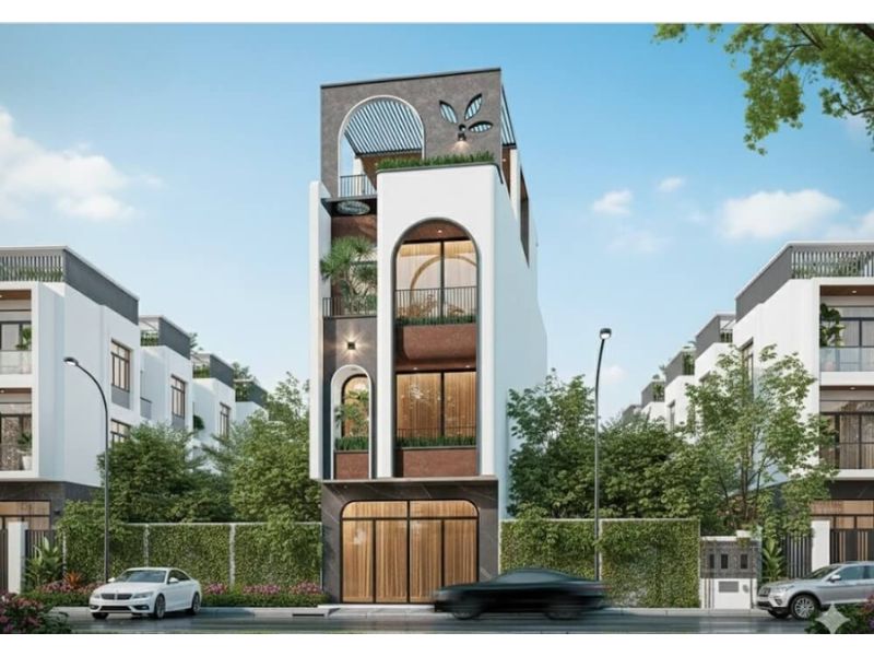 Nhà mặt tiền 10m kết hợp kinh doanh có kiến trúc vòm độc đáo, tạo dấu ấn thu hút khách hàng 