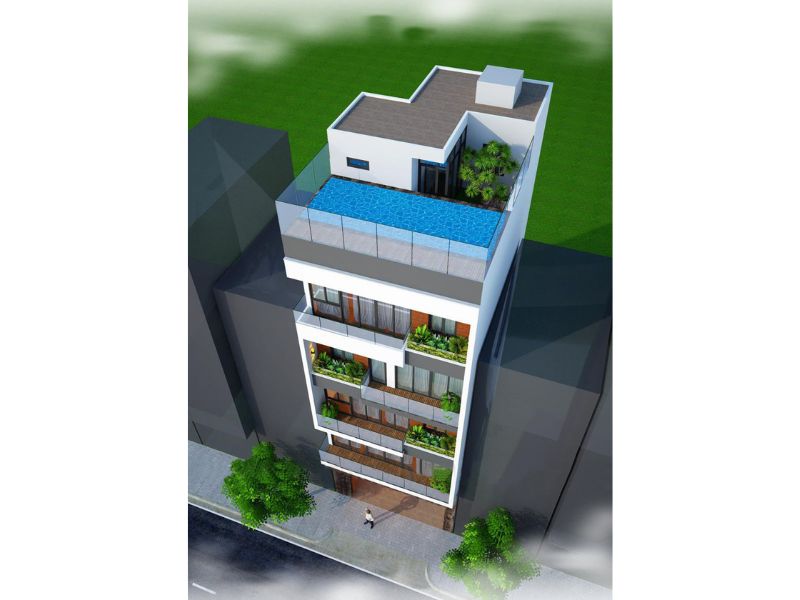 Mẫu 12: Công trình nhà 5 tầng 80m2 đẹp và sang trọng