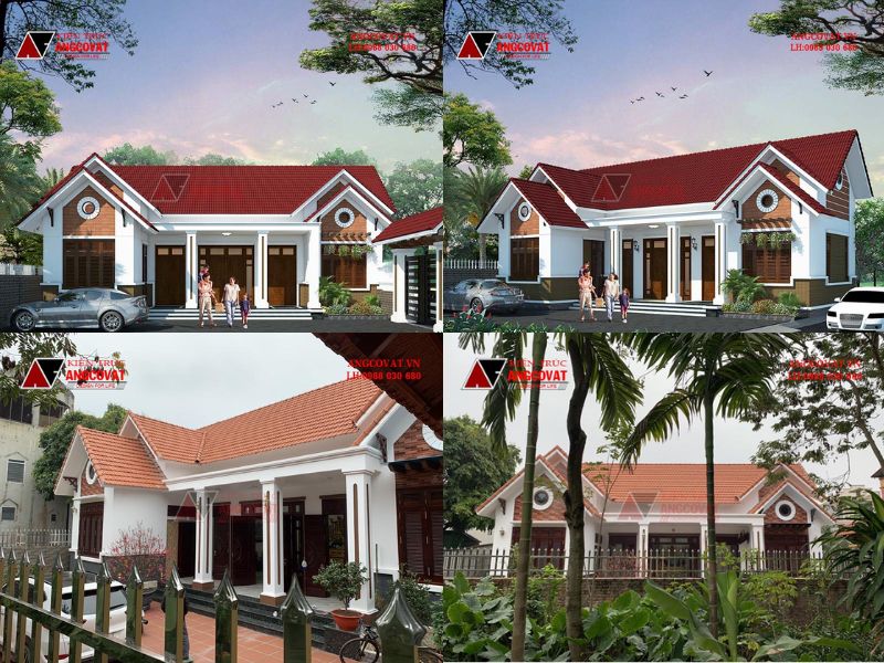 Hình ảnh thực tế thi công xây nhà 1 tầng 120m2 so với bản vẽ thiết kế