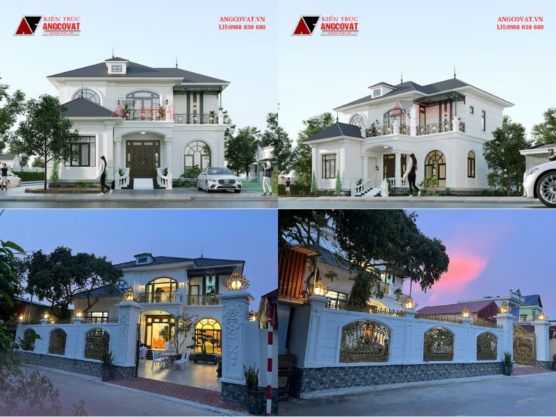 Thi công nhà 2 tầng 4 phòng ngủ 120m2 mái nhật tân cổ điển đẹp nhất