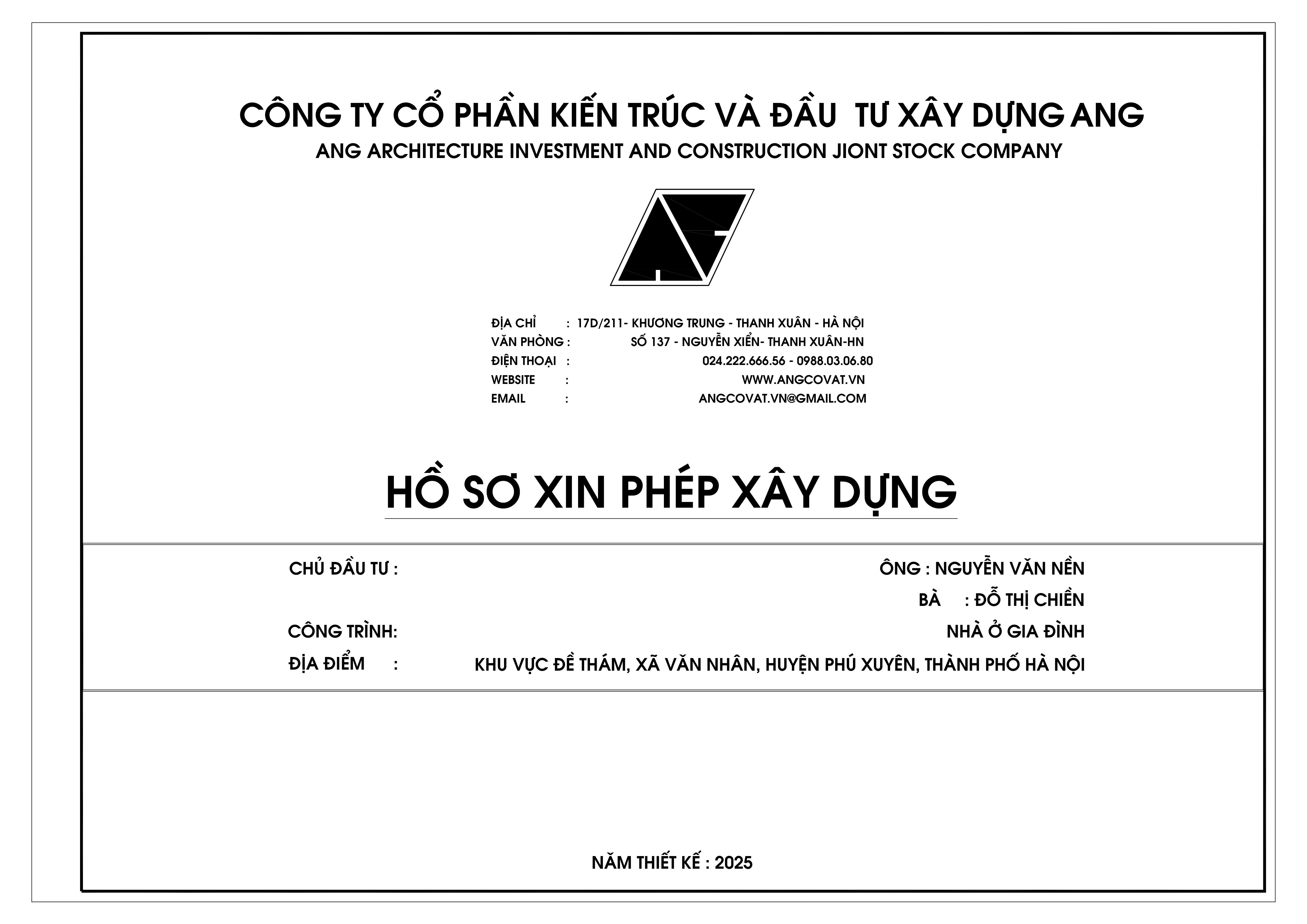 File Cad bản vẽ xin giấy phép xây dựng nhà 2 tầng