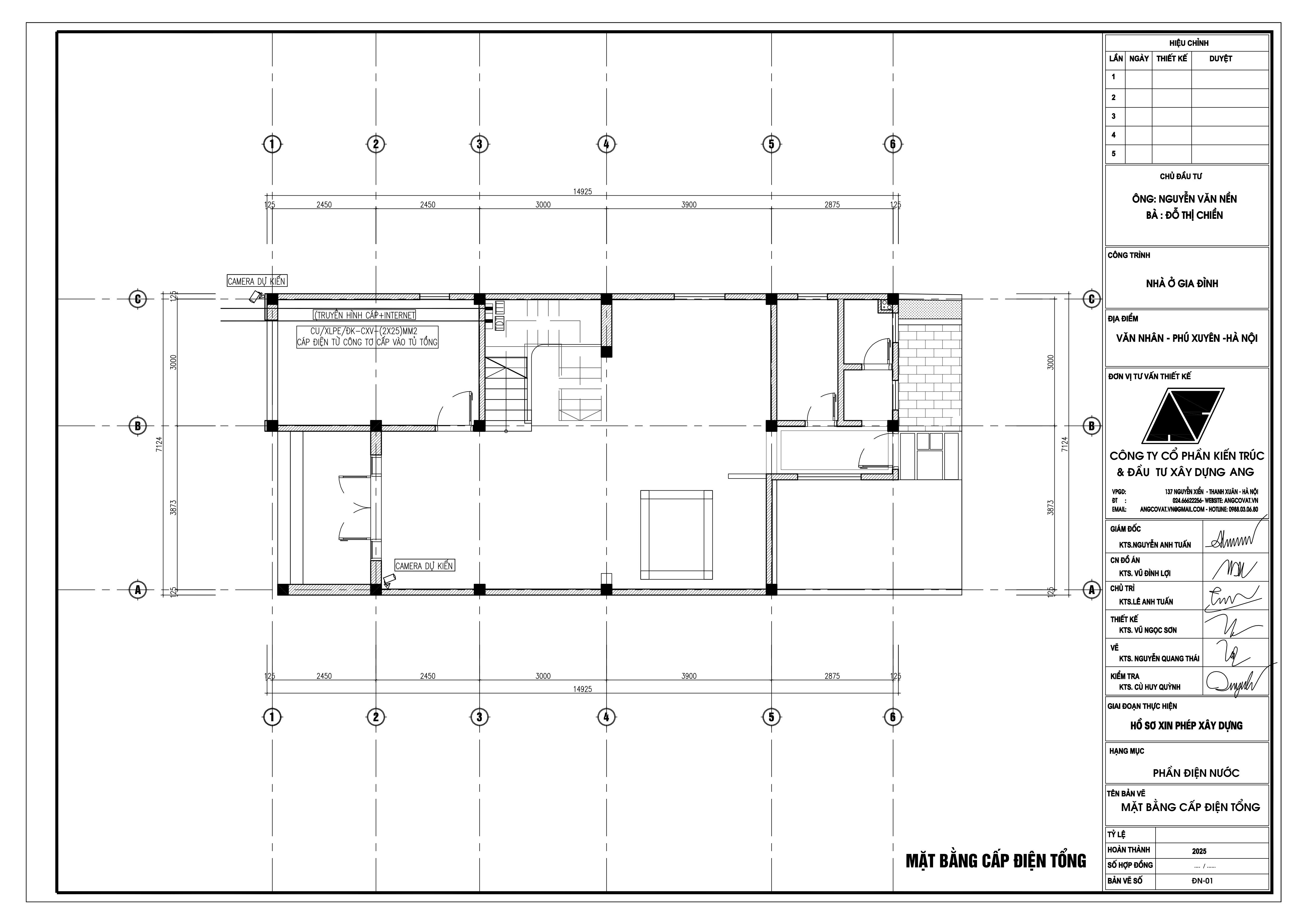 File Cad bản vẽ xin giấy phép xây dựng nhà 2 tầng