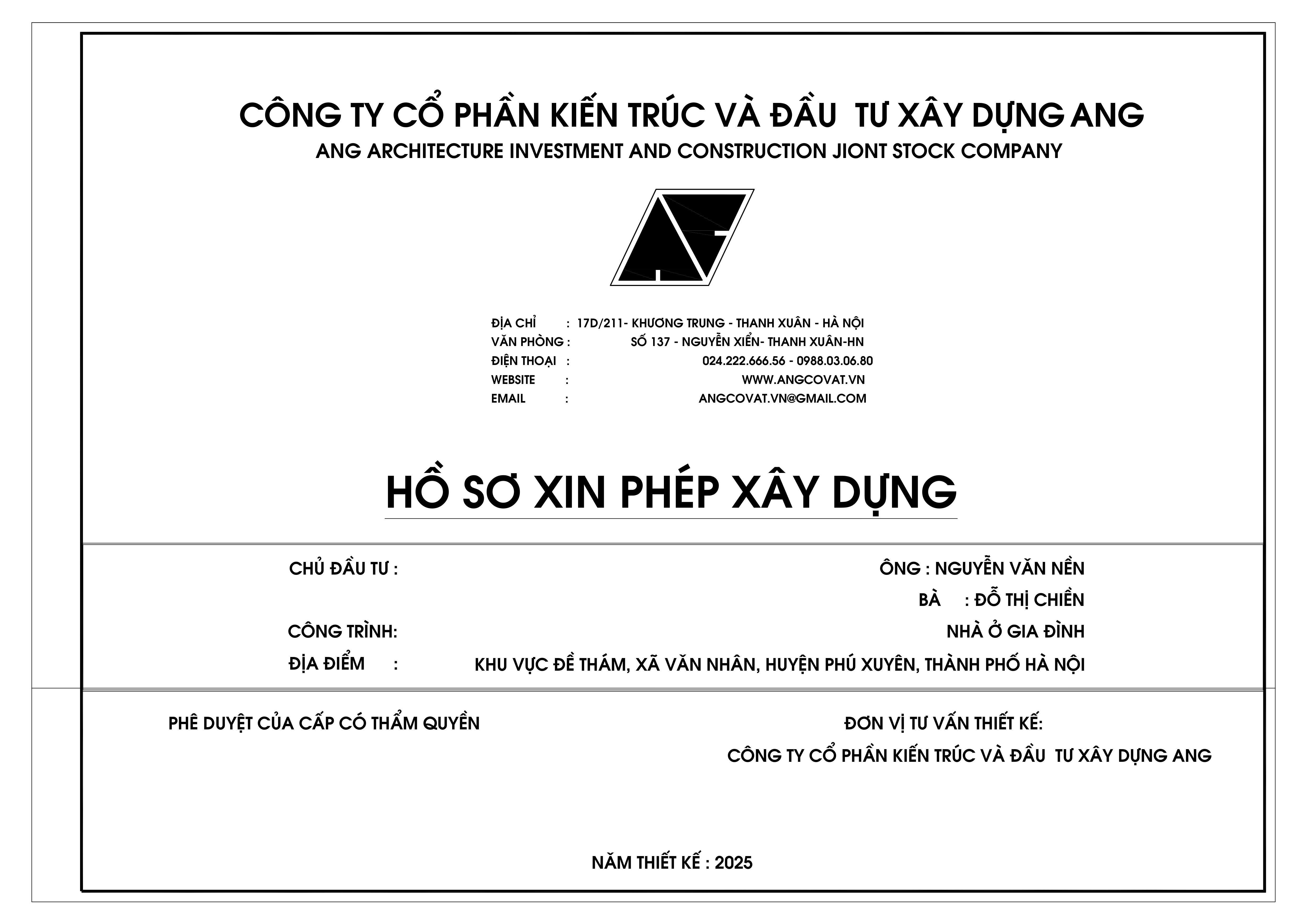 File Cad bản vẽ xin giấy phép xây dựng nhà 2 tầng