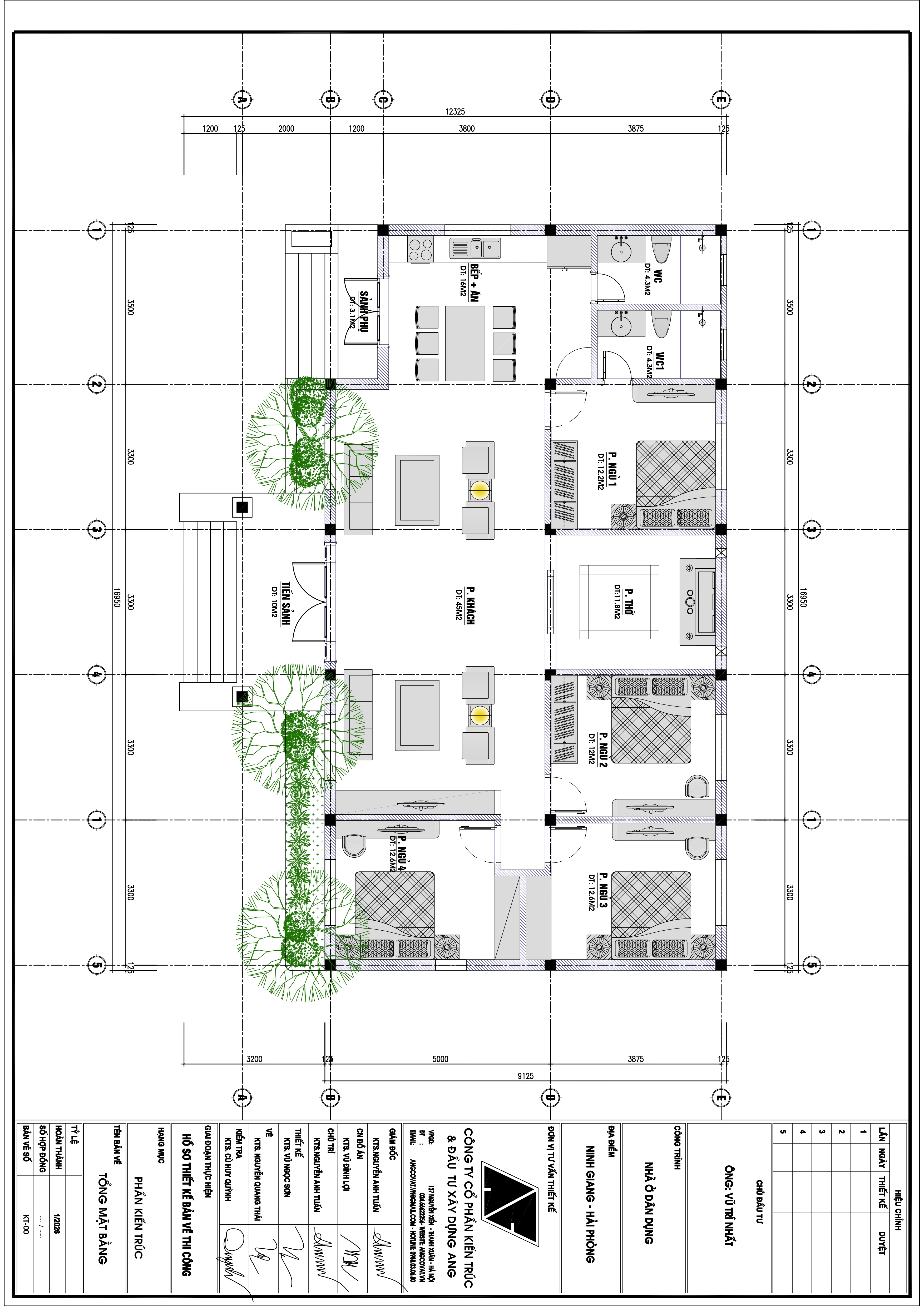 Bản vẽ mặt bằng nhà biệt thự 1 tầng có sân vườn 160m2 kiểu Pháp 