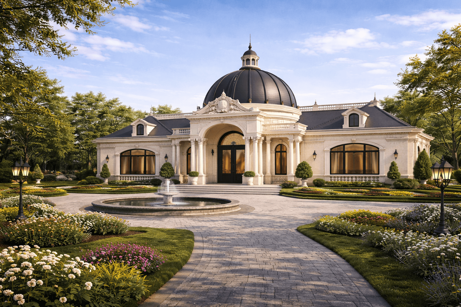 bản vẽ biệt thự 1 tầng kiểu pháp