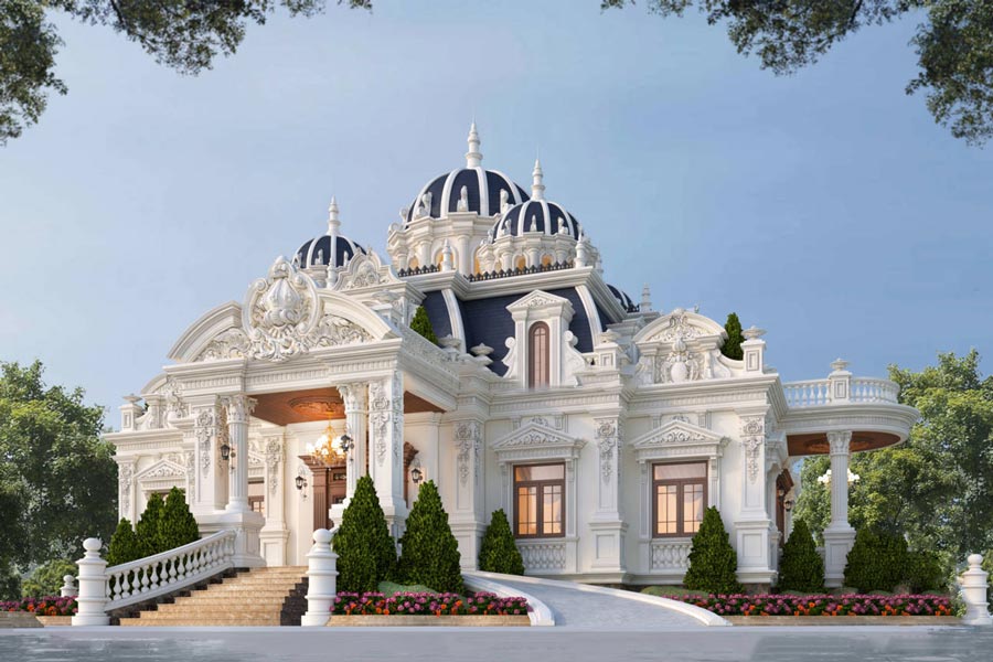 bản vẽ biệt thự 1 tầng kiểu pháp