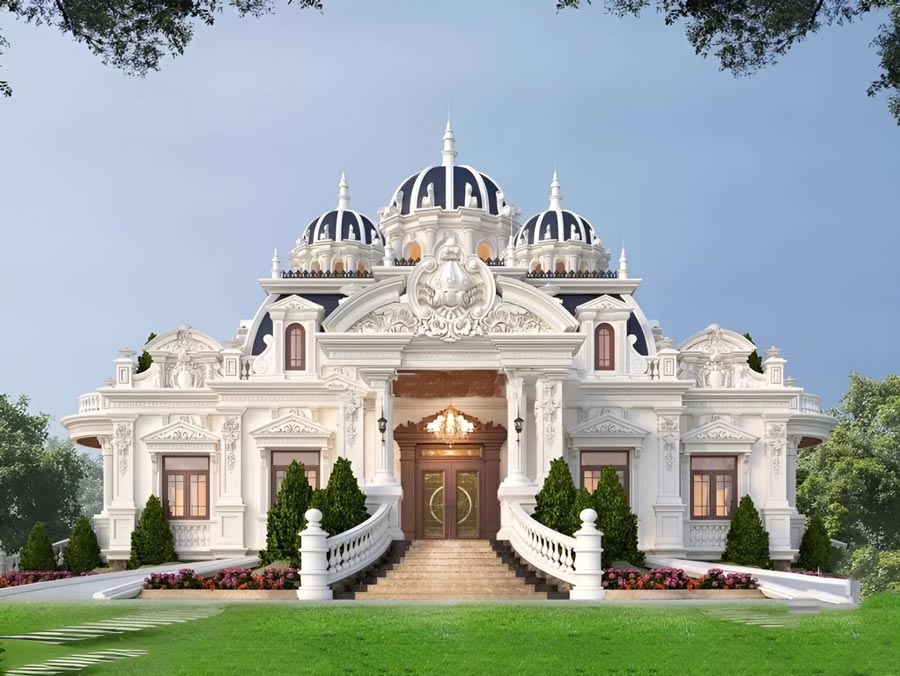 bản vẽ biệt thự 1 tầng kiểu pháp