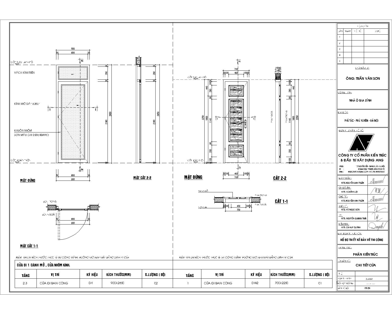 mẫu thiết kế chi tiết kiến trúc cửa thông phòng căn nhà 3 tầng 7x14m