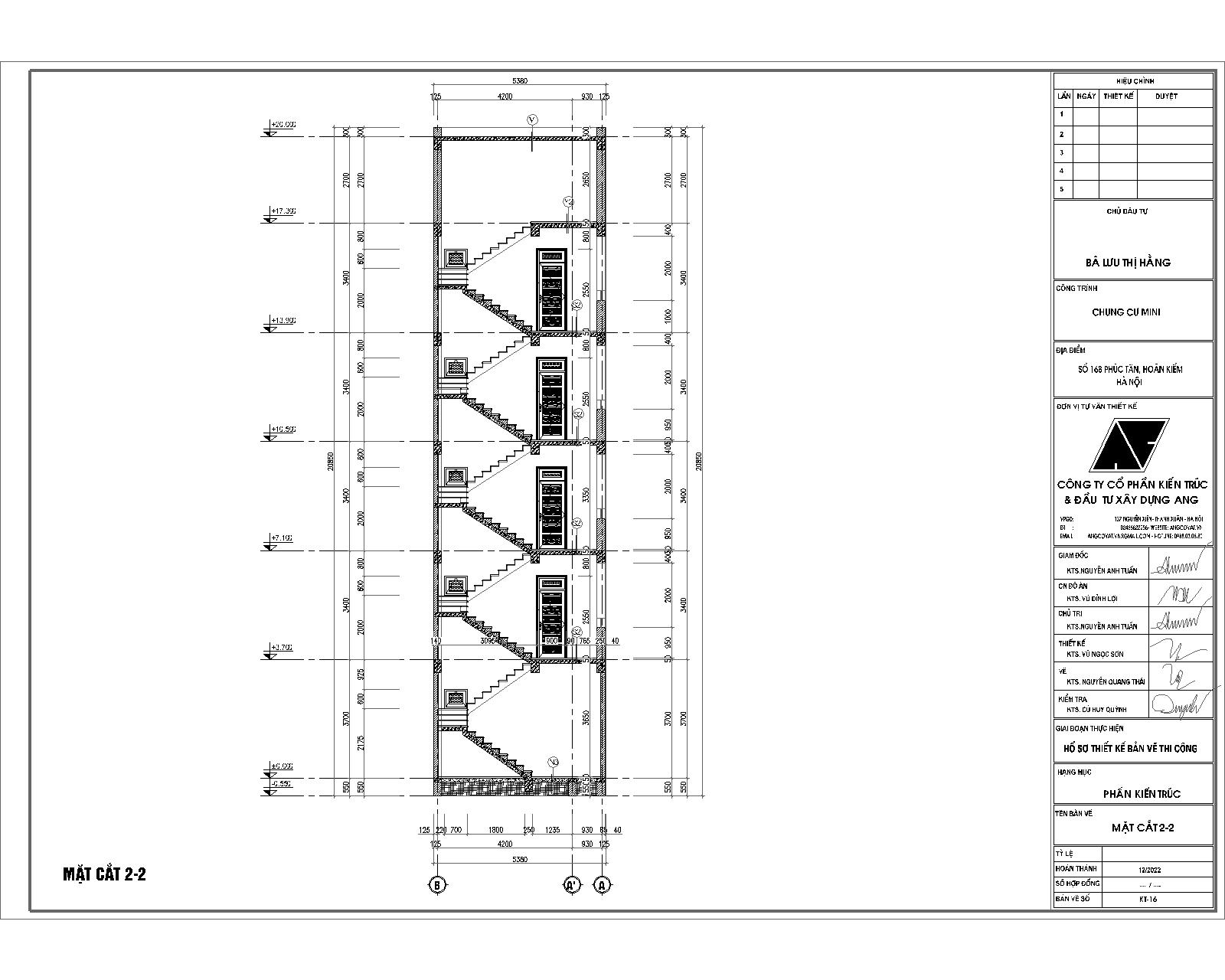 bản vẽ mặt cắt hồ sơ thiết kế chung cư mini 5 tầng diện tích 100m2 đẹp 