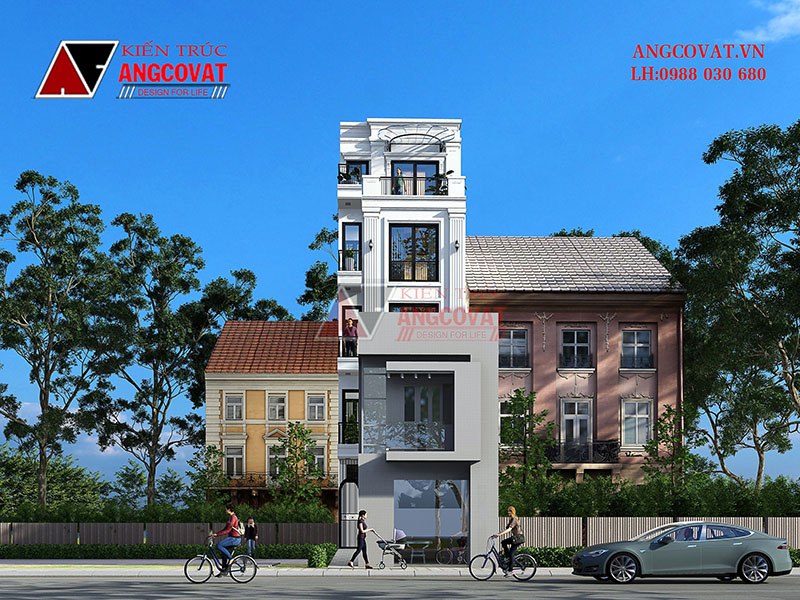 Thiết kế 3D chung cư mini 5 tầng diện tích 100m2 ở Hà nội