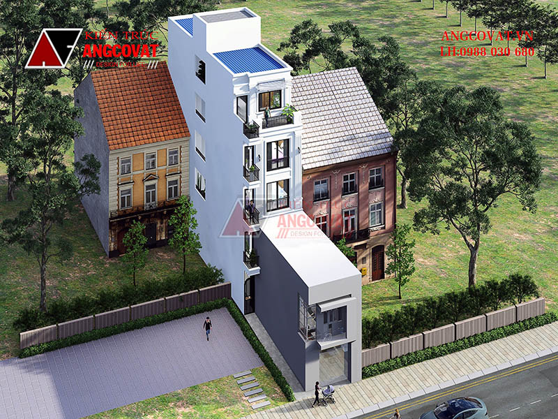 Thiết kế 3D chung cư mini 5 tầng diện tích 100m2 đẹp nhất hiện nay