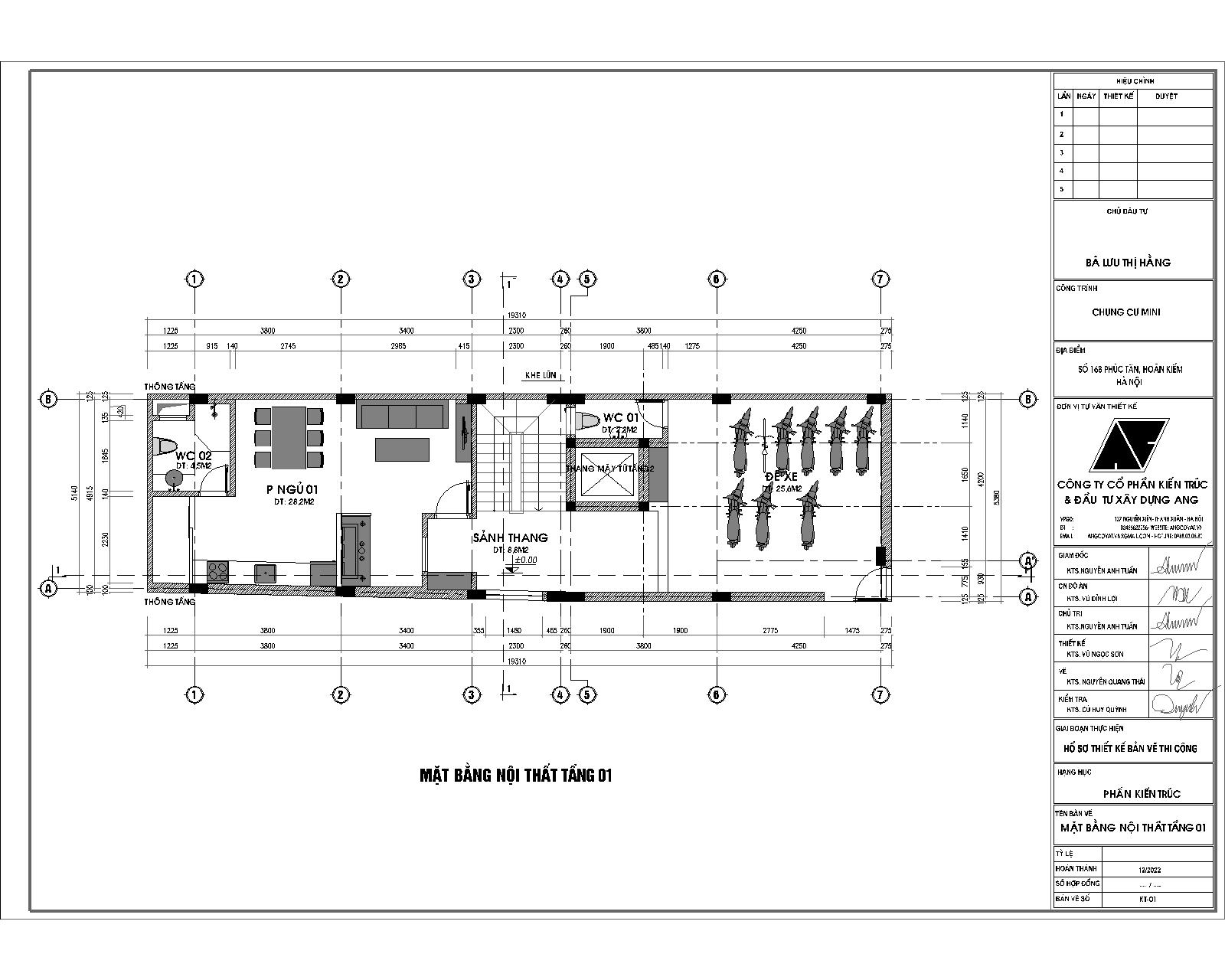 bản vẽ mặt bằng tầng 1 mẫu thiết kế chung cư mini 5 tầng 100m2 tại hà nội