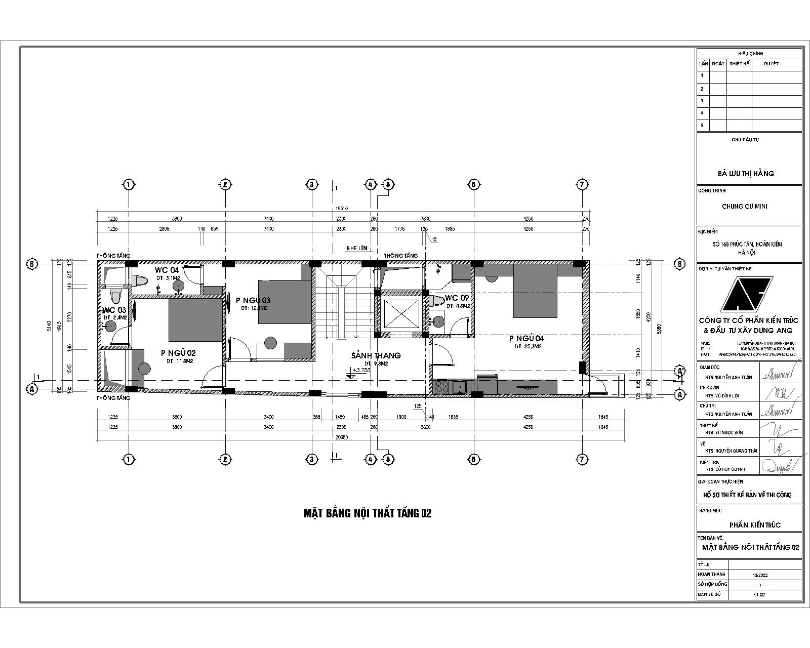 mặt bằng tầng 2 mẫu thiết kế chung cư mini 5 tầng 100m2
