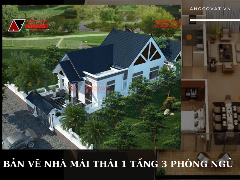 Mẫu nhà mái Thái 1 tầng 3 phòng ngủ vững chắc