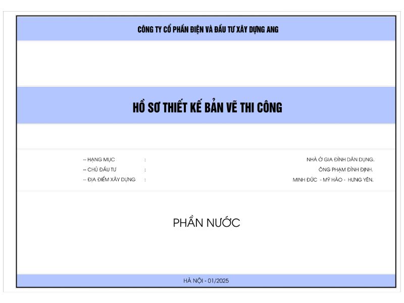 Hồ sơ thiết kế phần nước nhà biệt thự 3 tầng chi tiết